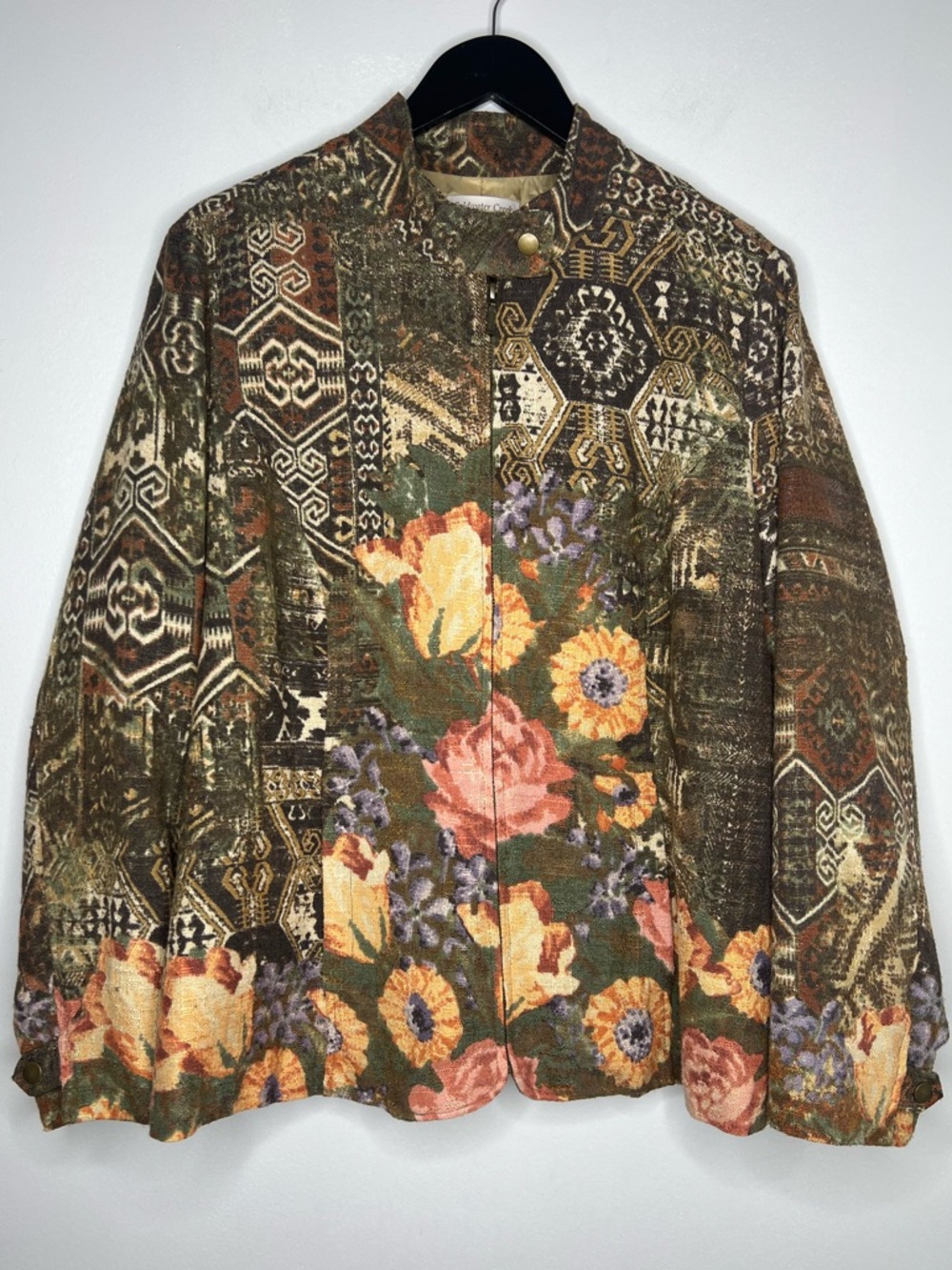 Textured Tapestry Jacket Floral Aztec Southwestern Boho Floral Artsy Oversized